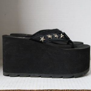 90s style YRU Pixi star platform flip flop sandals chunky wedge thong sandals